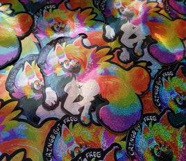 Cringe but Free - Prismary Donut Steel - Sparkle wolf dog kitsune rainbow OC Mary Sue cringe is dead embrace the over the top canines